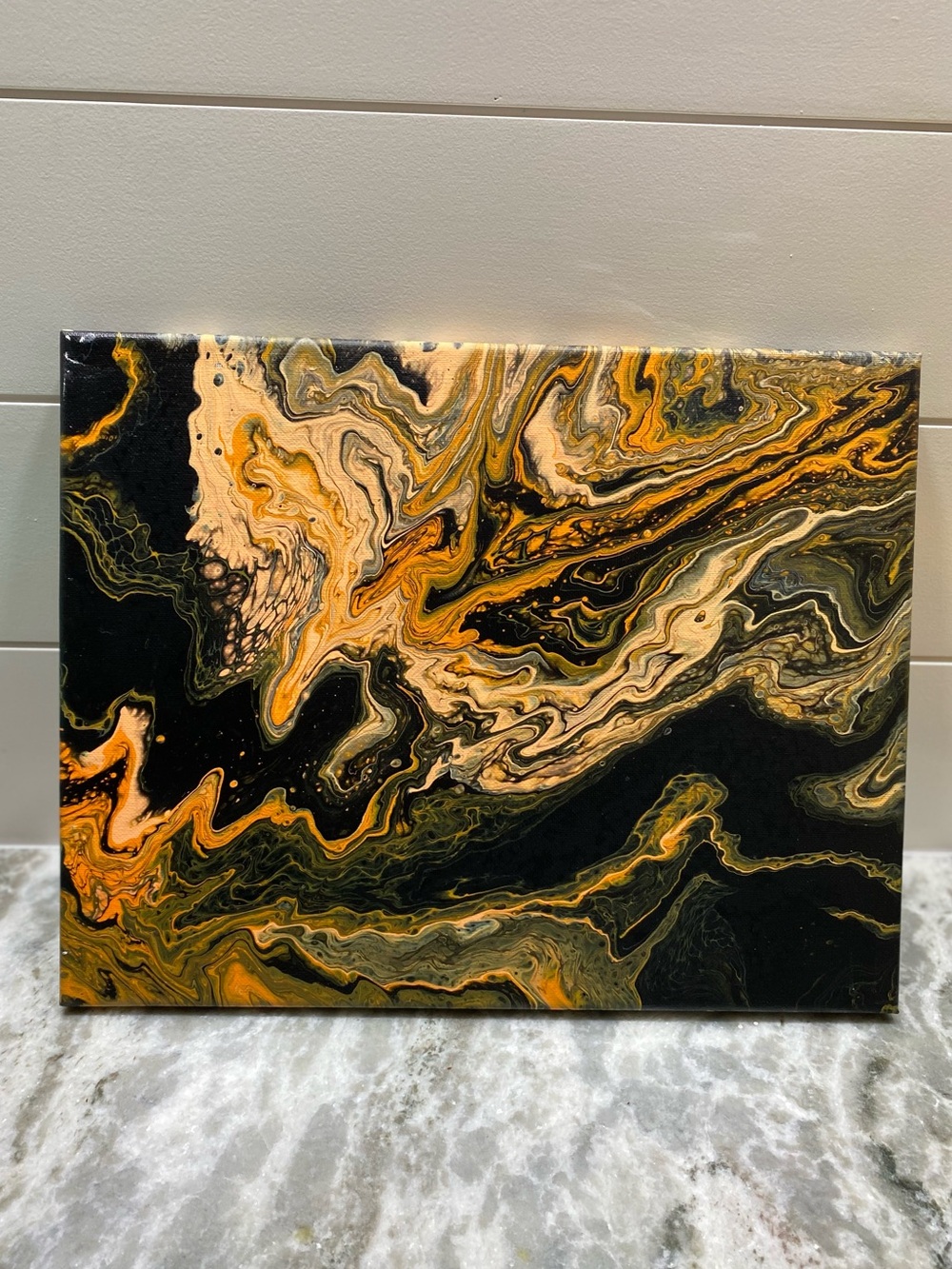 Abstract Black and Orange Canvas Art